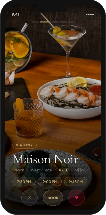 TasteTime's restaurant feed on a phone